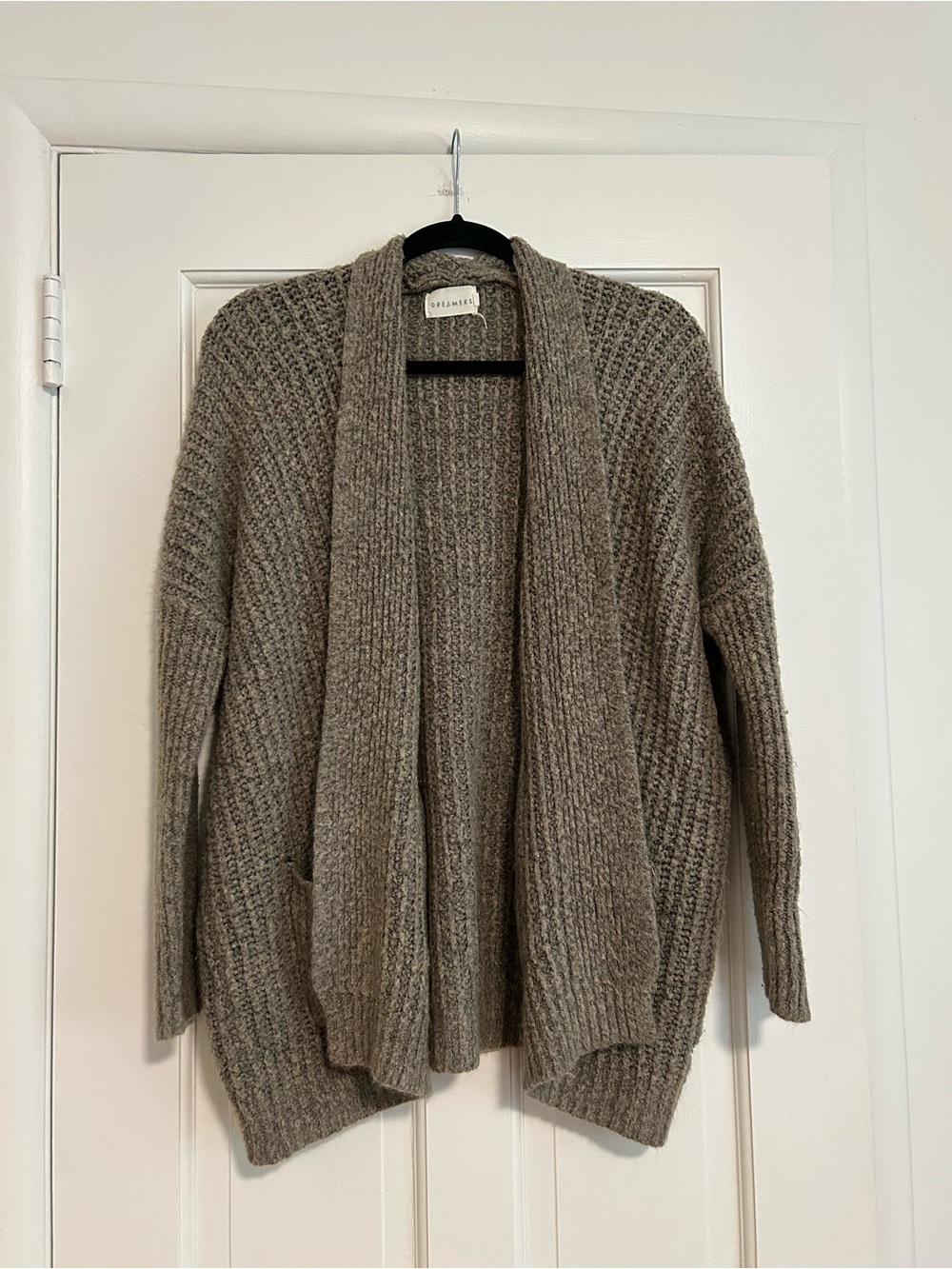 Dreamers Open-Front Chunky Knit Cardigan - Taupe